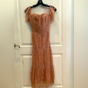 Dress the Population Pink Lace Flutter Sleeve Midi